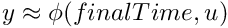 $y\approx \phi(finalTime,u)$